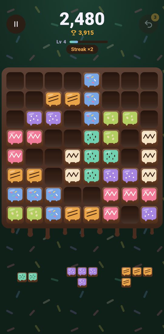 Chocolate World board with iced chocolate blocks